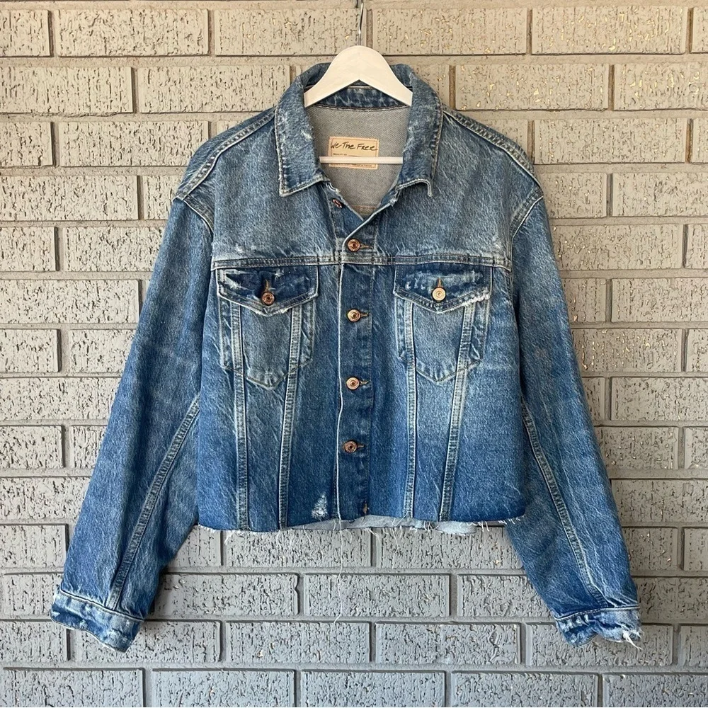 Free People Amelia Slouchy Denim Trucker Jacket Size Small - Picture 5 of 8
